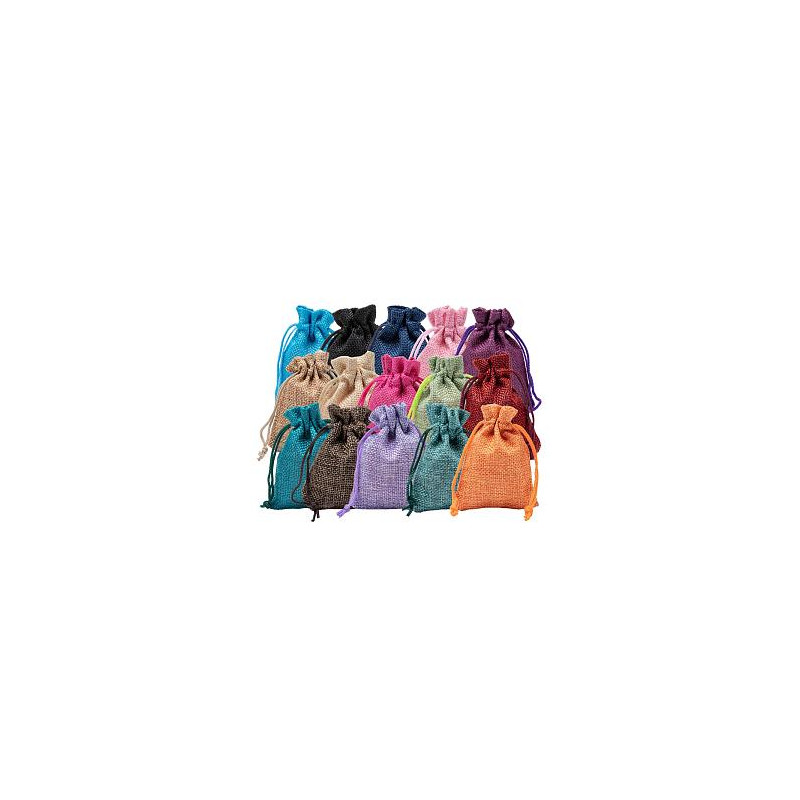 Assortiment de sachets pochons en jute coloris assortis 9X12cm x5