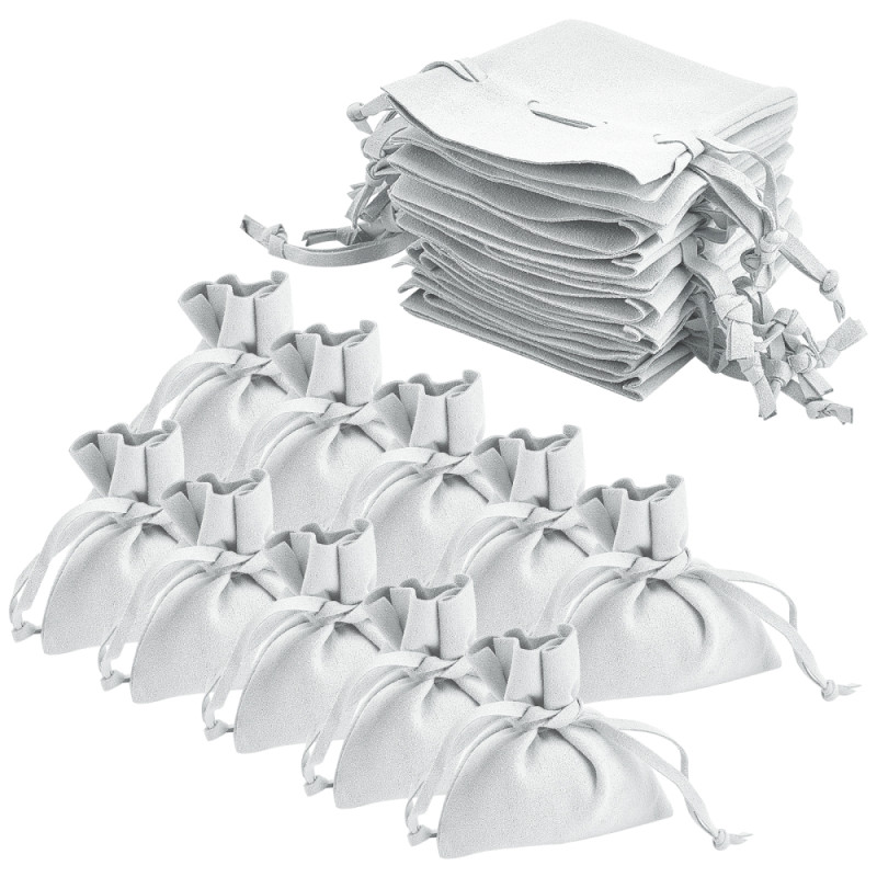 Pochon en microfibre gris 7.5X7.5cm X1