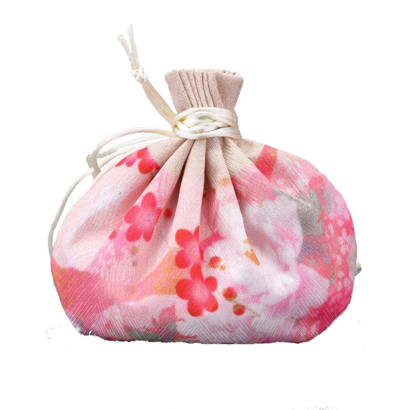 Pochette bijoux polyester motif floral 12x9cm X1