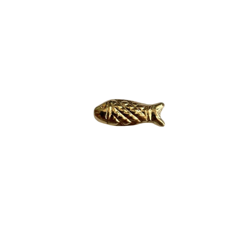 Perle poisson Dorée à l'or fin 24K, 1 micron 15x6mm x1