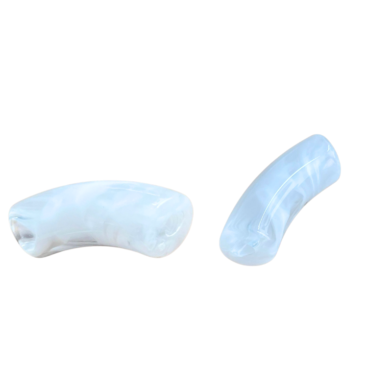 Tubes courbés en acrylique effet marbré transparent 34.5x13x11mm x6 | 2 couleurs disponibles