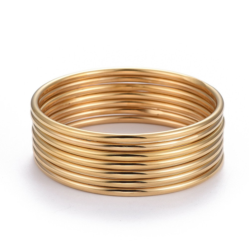 Bracelet jonc en acier inoxydable 304 doré |2 tailles disponibles x1
