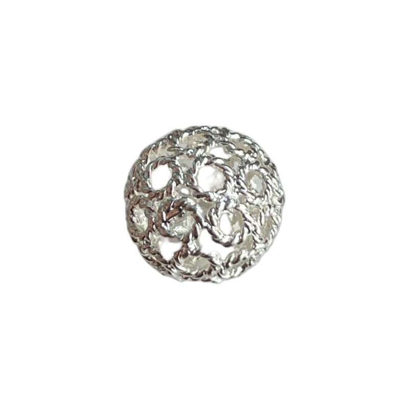 Perle boule filigrane en argent 925 10 microns 12mm x1