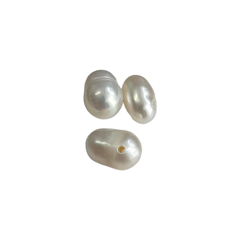 Perles de culture d'eau douce grain de riz blanc 6-8x3-5mm x1