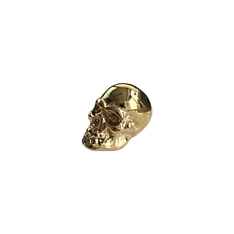 Perle Skull - crâne dorée à l'or fin 24K, 1 micron 12x8mm x1