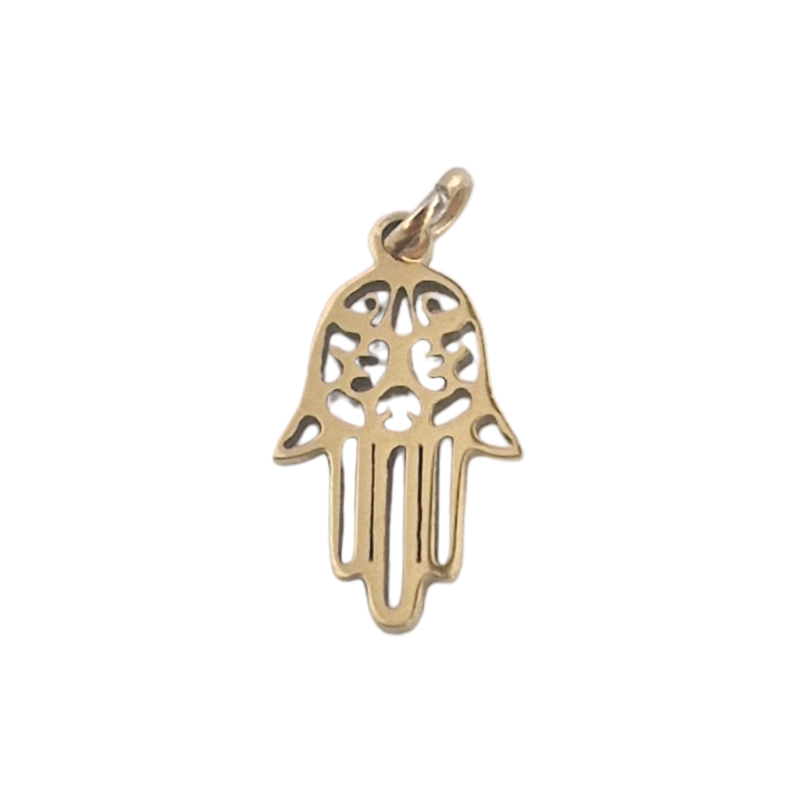 Breloque dorée main de Fatma acier inoxydable 12.8 x 7.6mm x 1