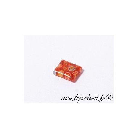 Rectangle 14X10mm Millefiori ORANGE x5  - 1