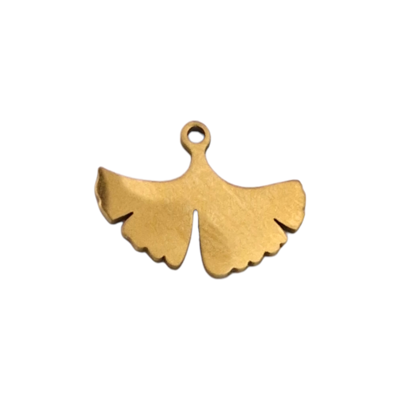Breloque feuille de ginkgo en acier inoxydable doré 12.5x16mm x1