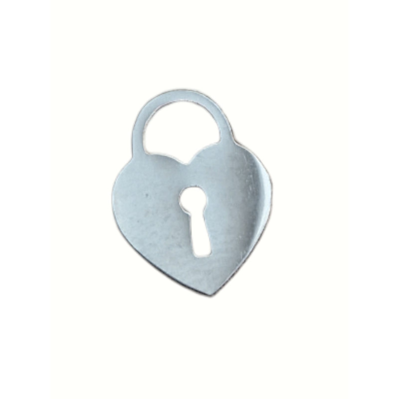 Breloque cadenas cœur en acier inoxydable 12.7x9.7mm x1
