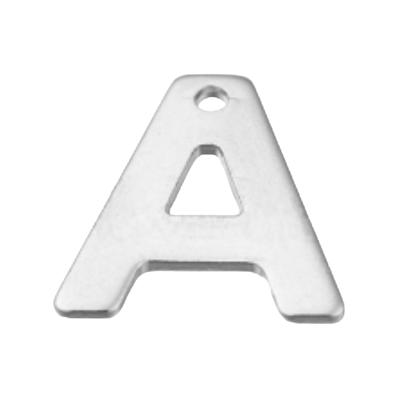 Breloque lettre argentée acier inoxydable 11 x 5.5-11mm x1