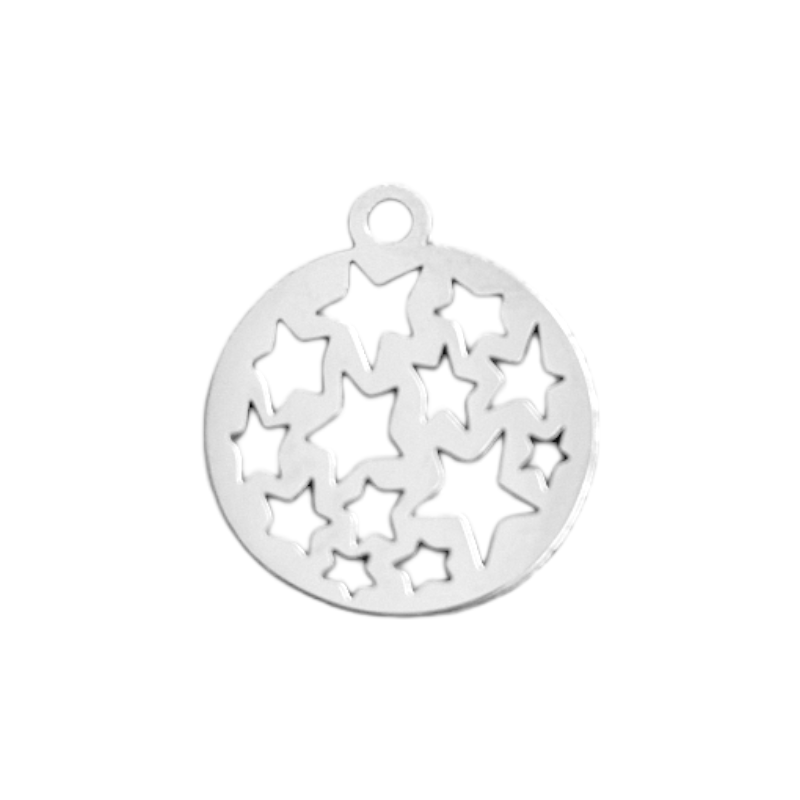 Breloque ronde constellation en acier inoxydable 16x14mm x1