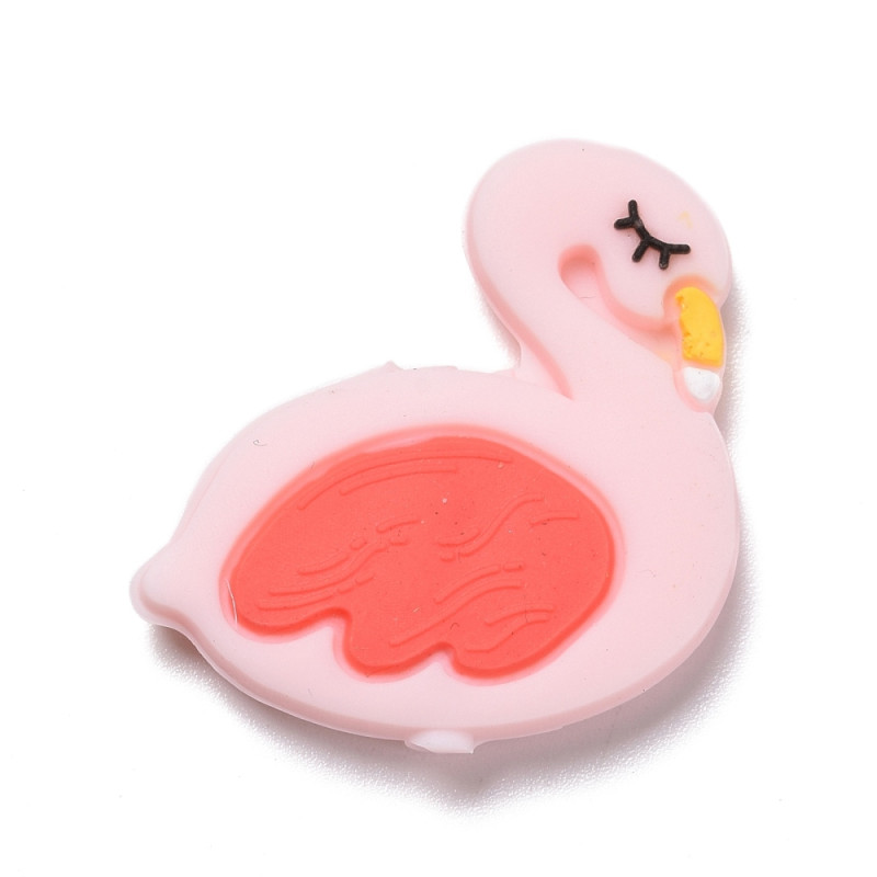 Perle flamand rose en silicone 30x28x5mm X1
