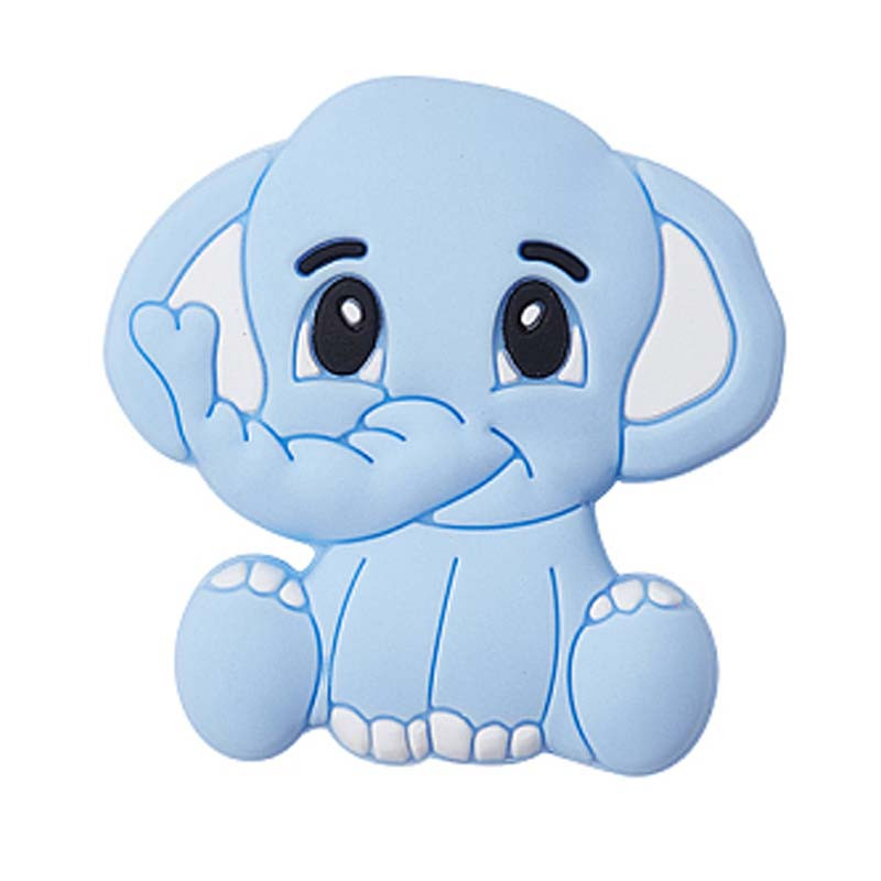 Perle bébé éléphant en silicone 20x30xx7.5mm - rose ou bleu X1