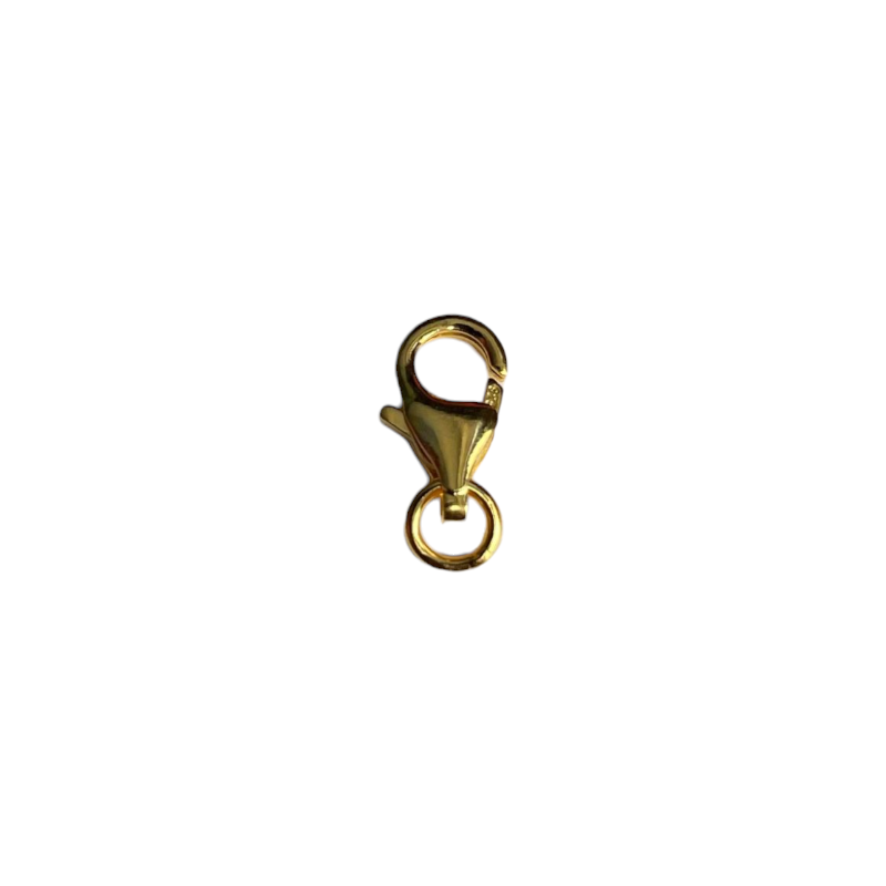 Mousqueton 9x5mm avec anneau base argent 925 doré à l'or fin 18K x1