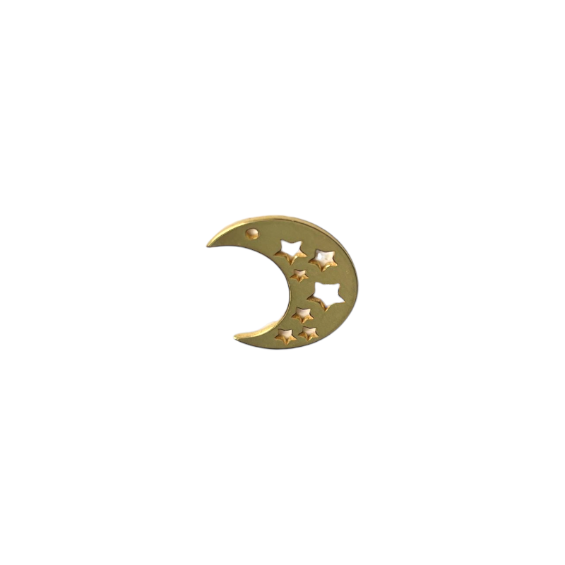 Intercalaire lune motif étoile 13x11mm base argent 925 doré à l'or fin 18K x1