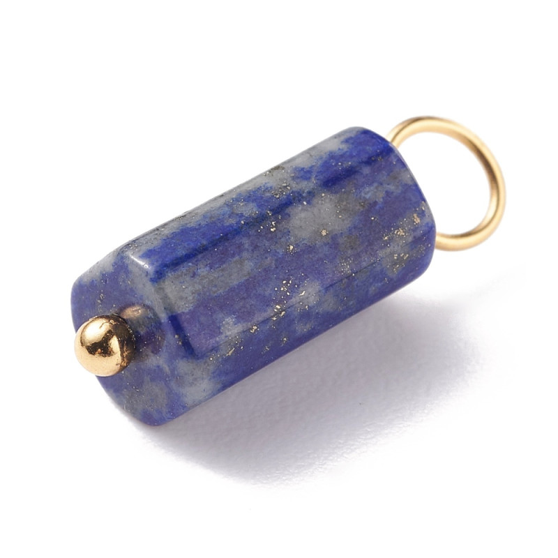 Breloque pierre naturelle au choix : améthyste, aigue marine, lapis lazuli, rhodonite, quartz rose 17x6mm x1