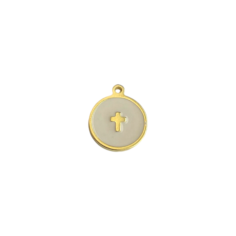 Breloque croix 10mm base argent 925 dorée à l'or fin 18K x1