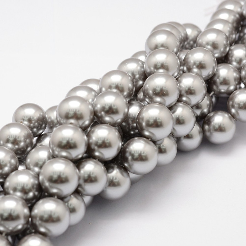 Perle ronde polyester imitation perle de culture grise 10mm x1
