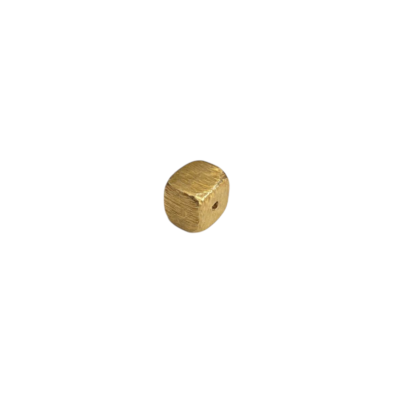 Perle cube 6mm base argent 925 doré à l'or fin 18K x1