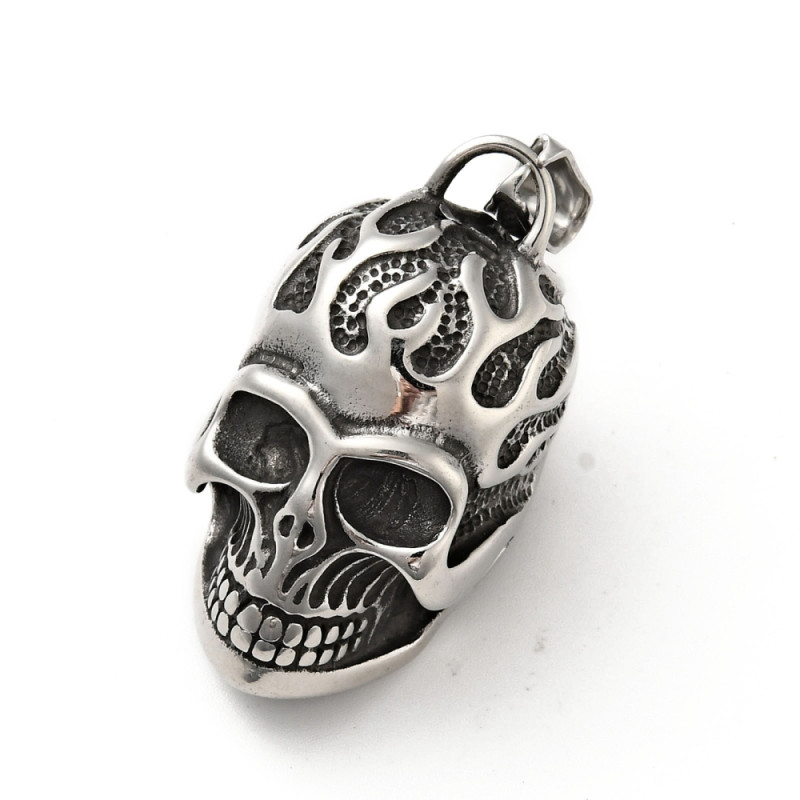 Pendentif skull - crâne - tête de mort Acier Inoxydable 43x23x29.5mm x1