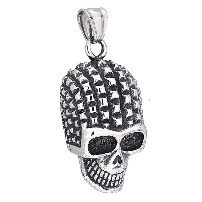 Pendentif skull - crâne - tête de mort à piques Acier Inoxydable  40.5x19mm x1