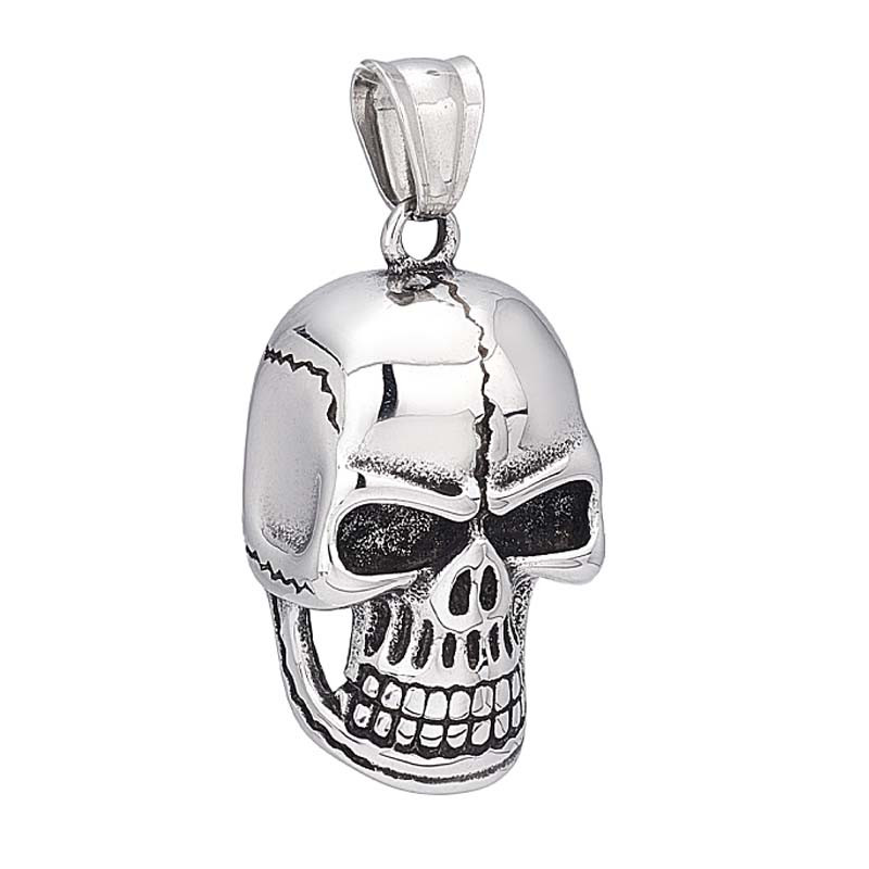Pendentif skull - crâne - tête de mort lisse Acier Inoxydable  35.5x24mm x1