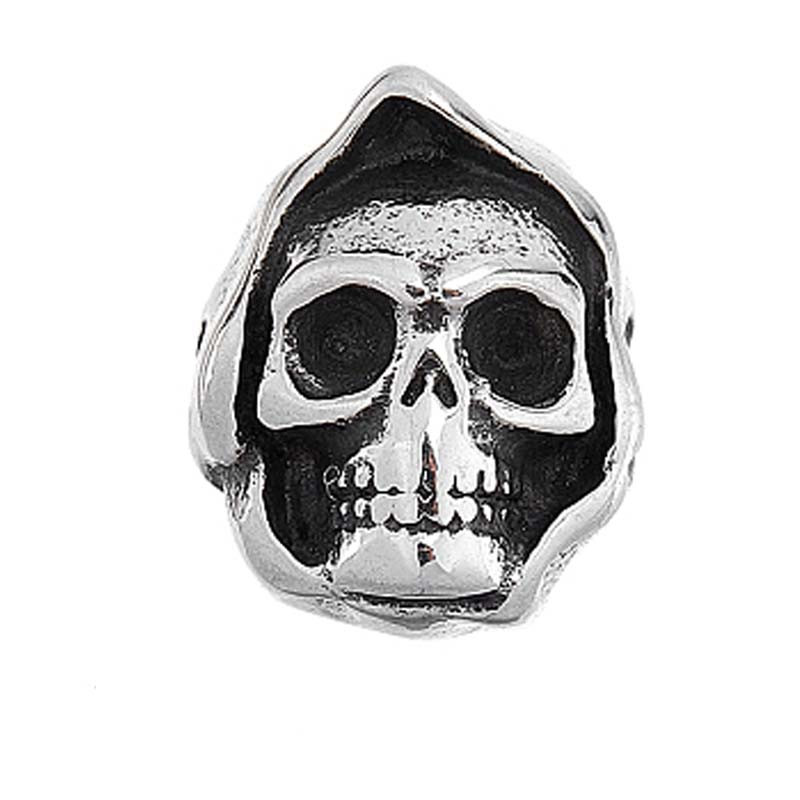 Perle skull - crâne - tête de mort Acier Inoxydable  6.5x5.1x1.1mm x1