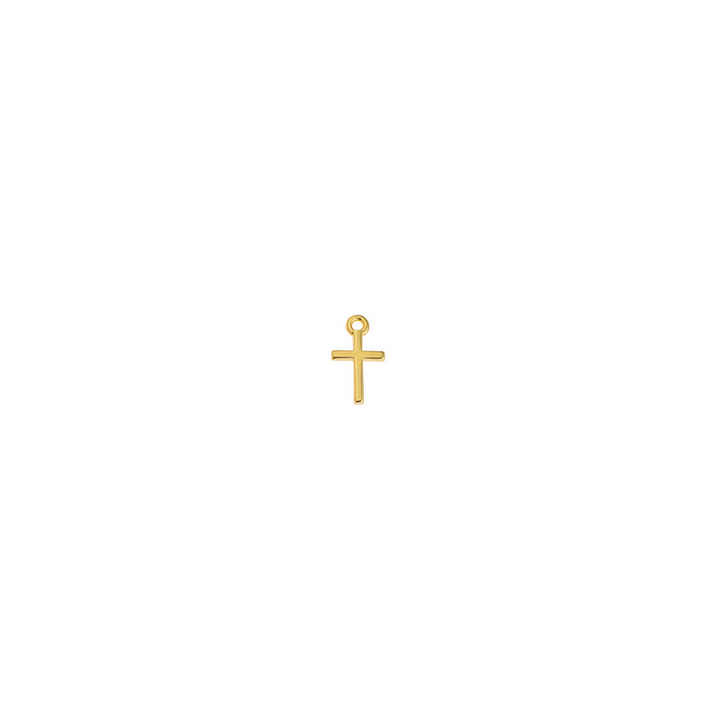 Breloque croix en zamak doré à l'or fin 24k 15x8,6mm x1