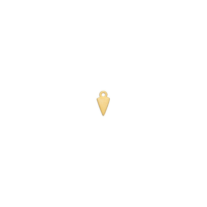 Breloque triangle pointe en zamak doré à l'or fin 24K 14x7,3mm x1