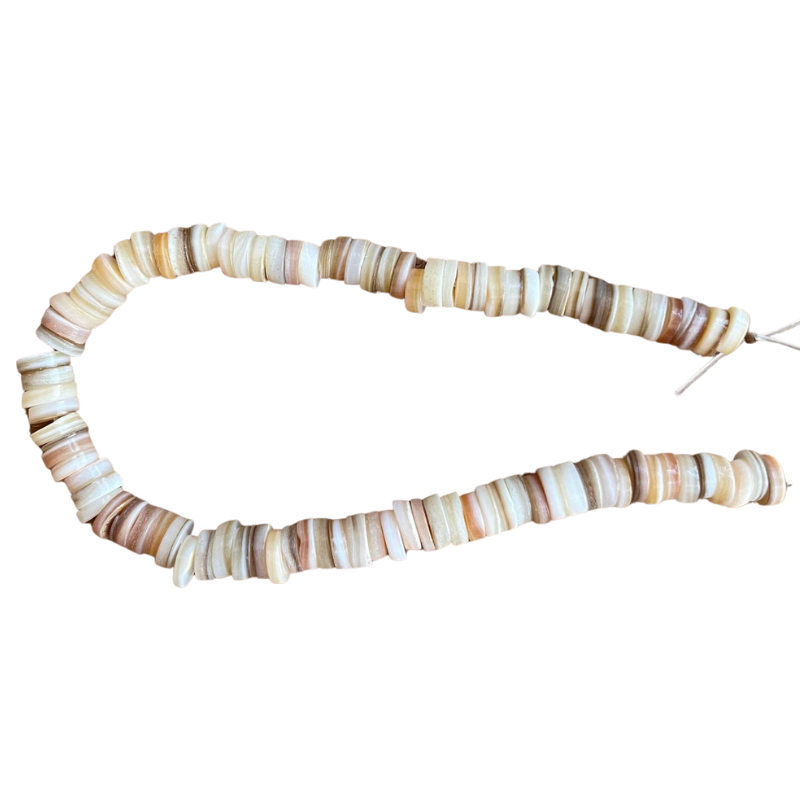 Rondelles heishi coquillage beige/marron 6mm fil de 20cm x1