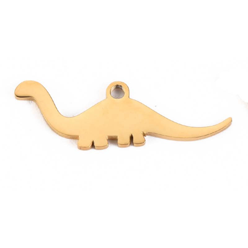 Pendentif dinosaure acier inoxydable 304 doré à l'or fin 14K 24x8mm x1