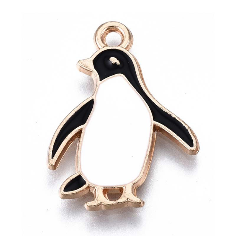 Breloque Pingouin émaillée 23x17mm   x1