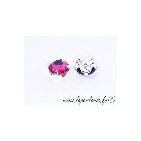Strass à coudre 6mm FUSCHIA x5  - 1