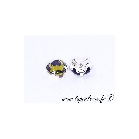 Strass à coudre 6mm OLIVINE x5  - 1