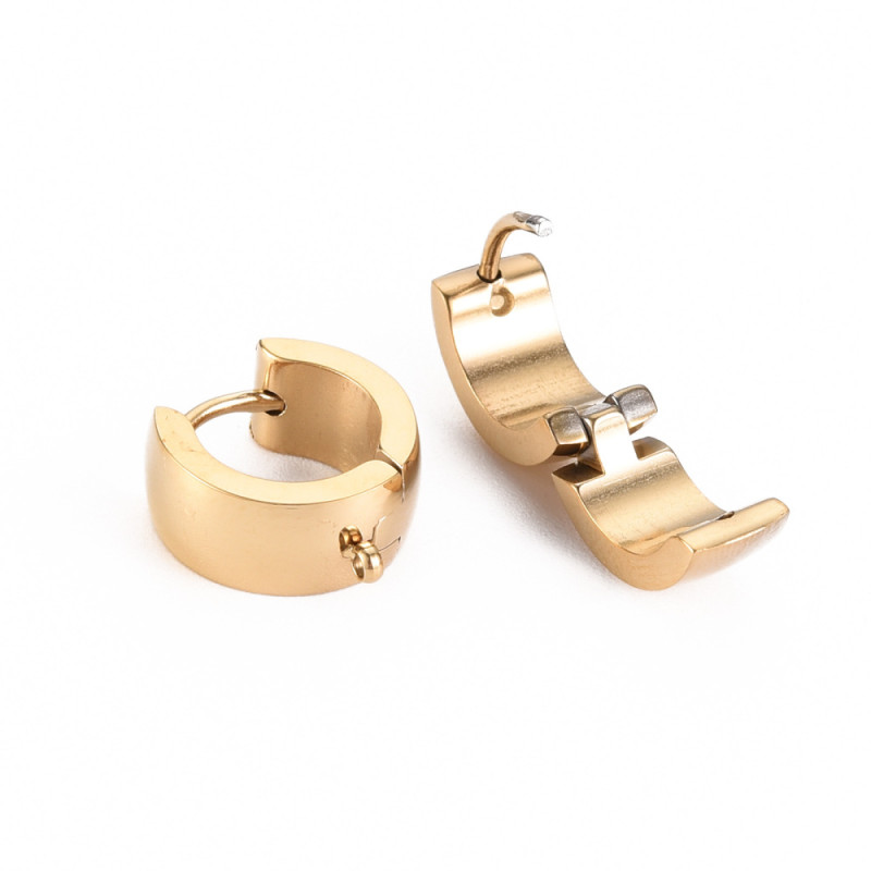Créoles 14x13x6mm en acier inoxydable doré avec 1 anneau soudé x2