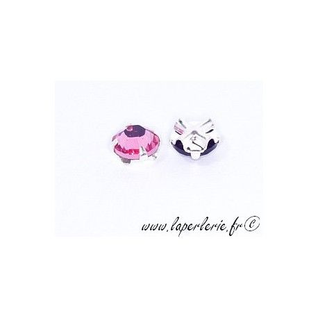 Strass à coudre 6mm ROSE x5  - 1