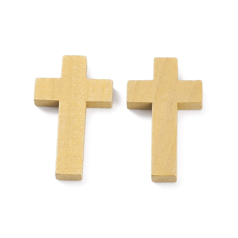 Pendentif croix religieuse en bois d'érable 42x25x4.5mm x1