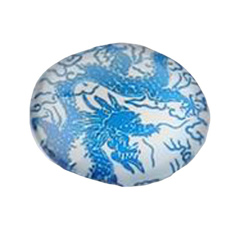 Cabochon loupe rond 10mm motif dragon bleu acier x1