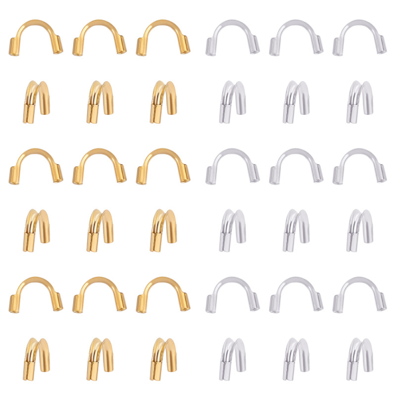 Protections pour fils câblé en acier inoxydable doré ou argenté 5x6mm int 0.7mm x2