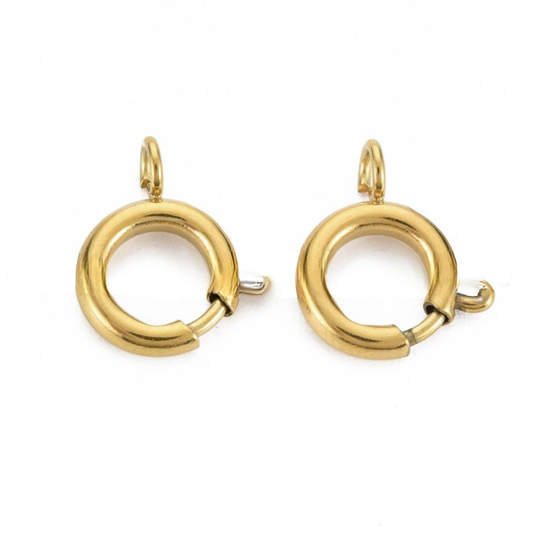 Fermoir à ressort en Acier inoxydable doré 14x12x4mm x1