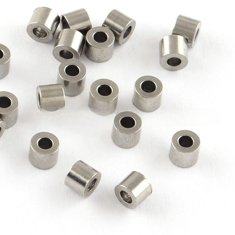 Perles tube en acier inoxydable 2.1x2.7mm x10