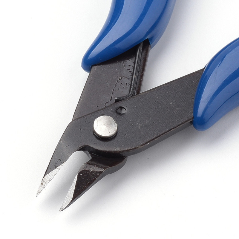 Pince coupe fil pour bijoux en acier au carbone, coupe à ras, bleu moyen 130x52x12mm x1