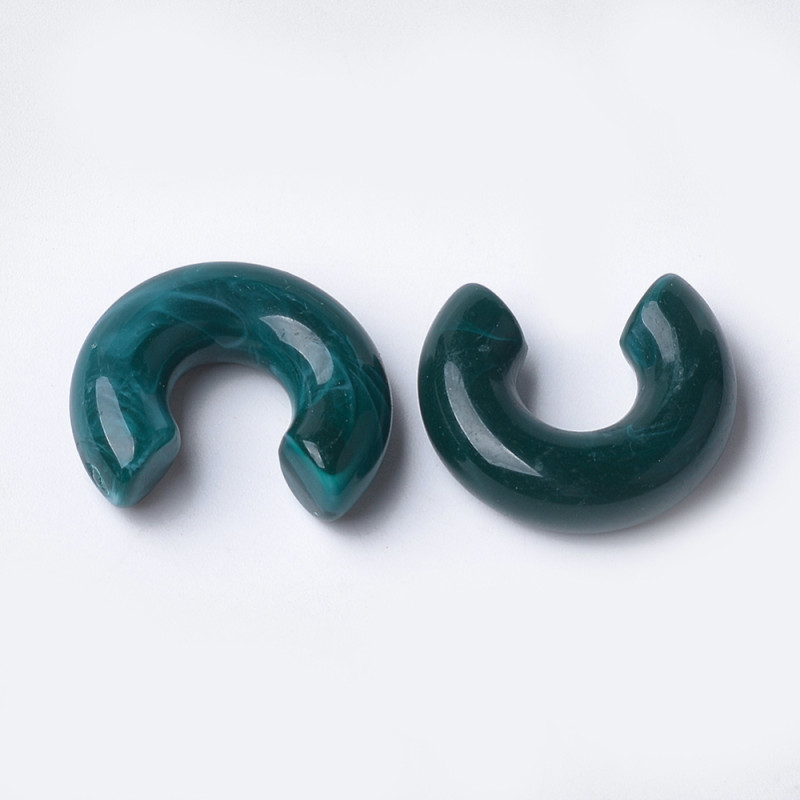 Anneaux ouverts en acrylique non percés pour créoles Emerald 28x24x8.5mm x2