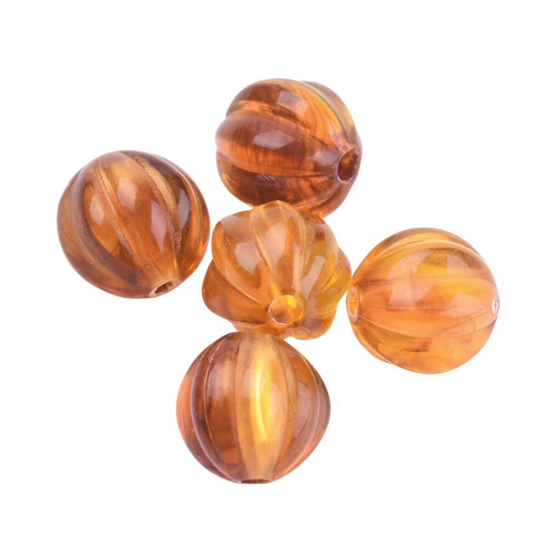 Perle melon en acrylique effet marbré façon Ambre 7.5mm x5