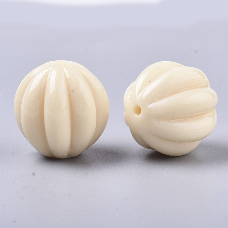 Perle melon en résine Blanc Antique 20mm x1