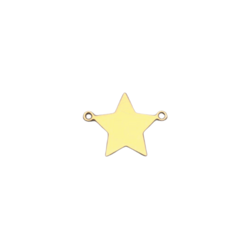 Intercalaire étoile doré à l'or fin 24K, 1 microns - 12x10mm x1