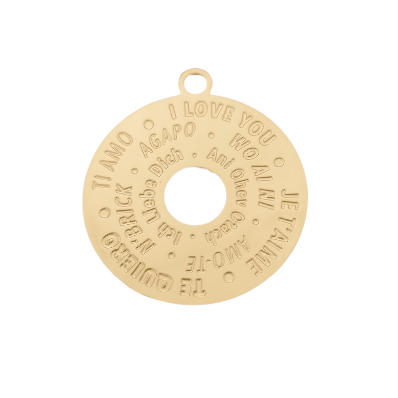 Médaille Donut "Amour" dorée à l'or fin 24K 30mm x1