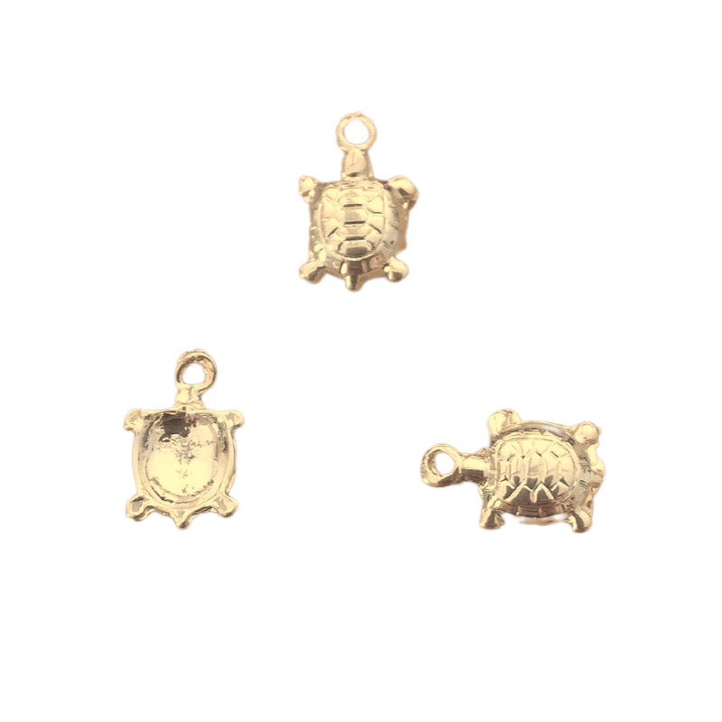 Breloque tortue dorée à l'or fin 24K - 9.8x6.5mm x1