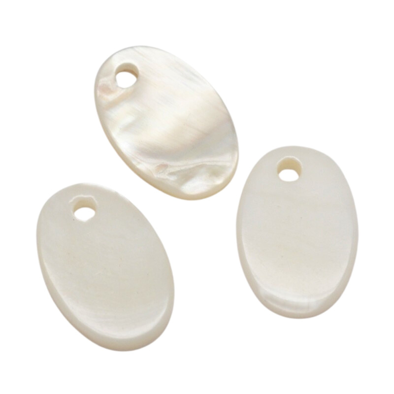 Breloque ovale en forme de coquillage d'eau douce, blanc crème, 15x10x2mm x1