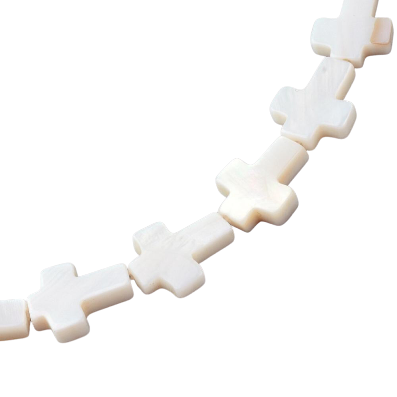 Perle croix en nacre 13x8mm x1